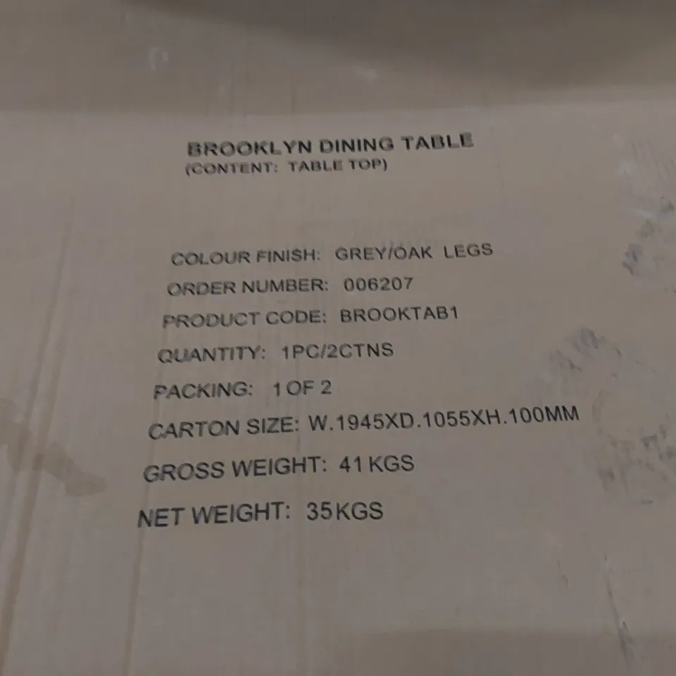 BOXED BROOKLYN DINING TABLE - GREY/OAK (2 BOXES)