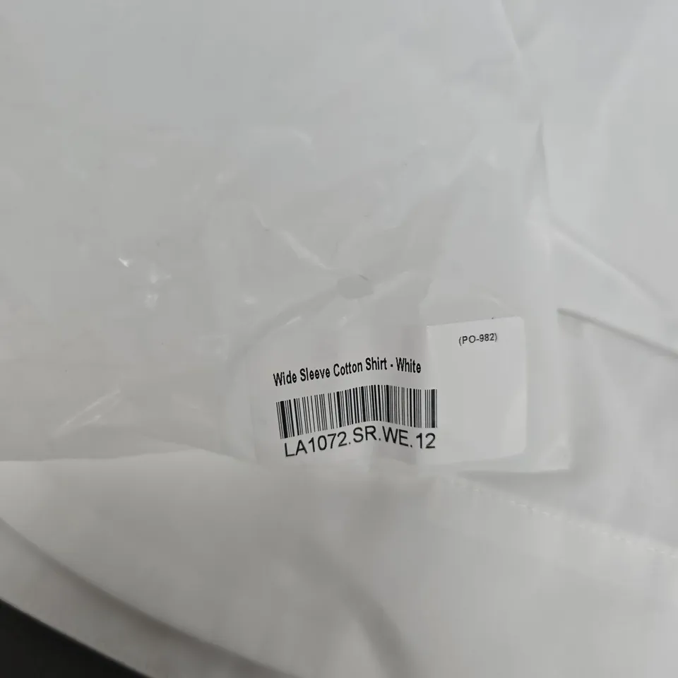 LOUNGE WIDE SLEEVE COTTON SHIRT – WHITE, UK 12 (EU 40)