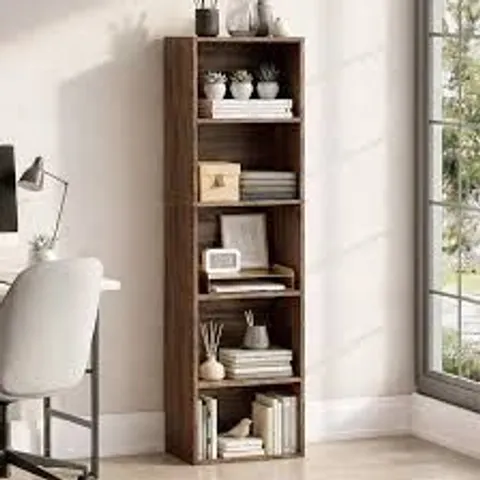 BOXED OXFORD 5 TIER CUBA BOOKCASE - WALNUT (1 BOX)