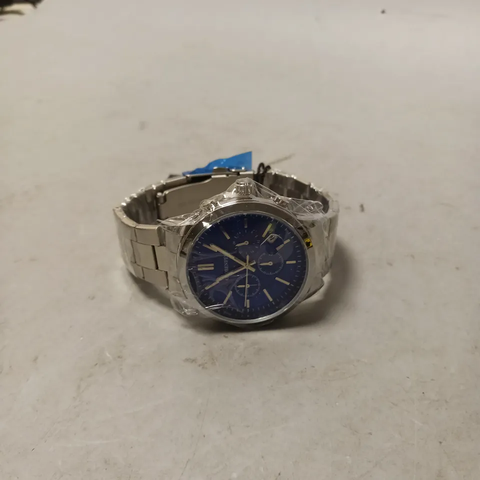 GLOBENFELD MARKSMAN SILVER BLUE DIAL STAINLESS STEEL CASE WATCH 