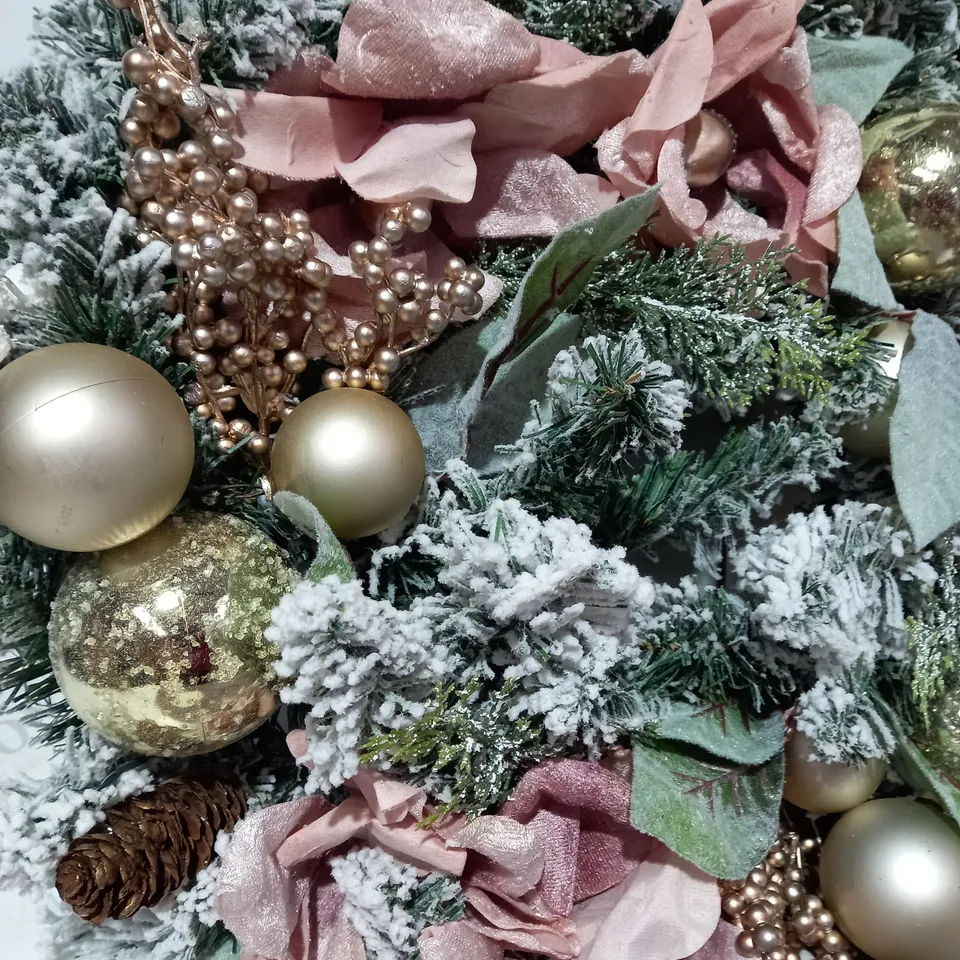 FROSTED ROSE PRE-LIT FESTIVE WREATH  RRP £42.99