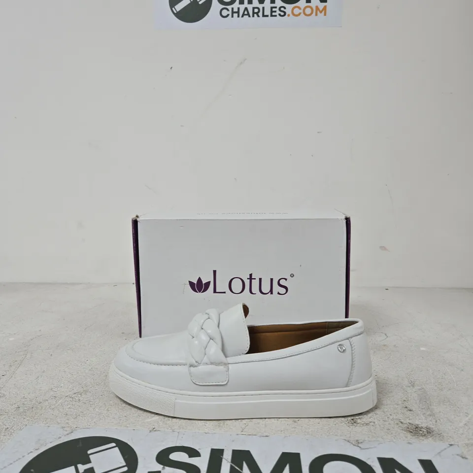 LOTUS WHITE LEATHER LOAFERS WITH BRAIDED STRAP – WOMEN'S SHOES