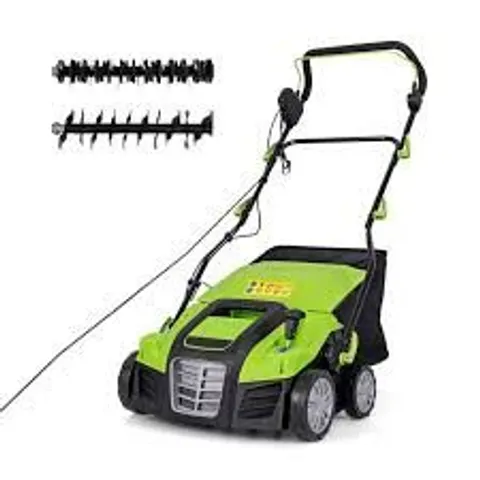 BOXED COSTWAY ADJUSTABLE ELECTRIC DETHATCHER AND SCARIFIER FOLDING WALK-BEHIND WEEDER - GREEN