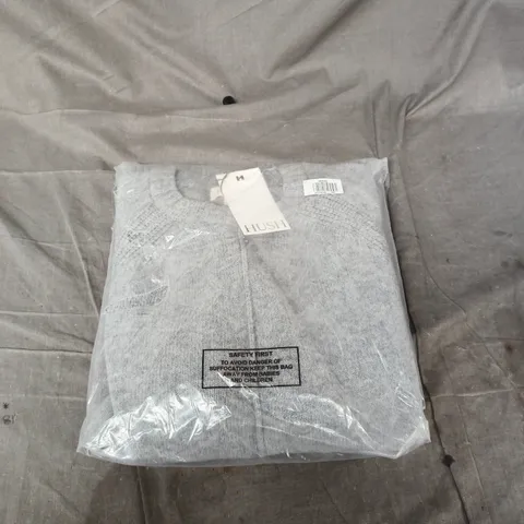 HUSH LONGLINE MERINO WOOL JUMPER – MID GREY MARL, UK L/XL