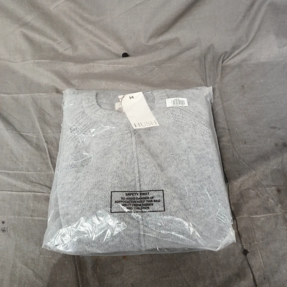 HUSH LONGLINE MERINO WOOL JUMPER – MID GREY MARL, UK L/XL