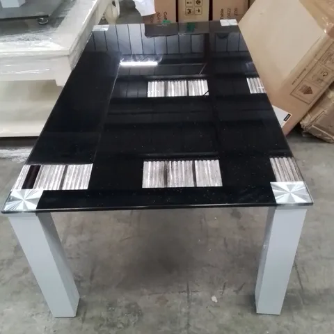 PRE-BUILT BLACK GLITTER GLASS COFFEE TABLE
