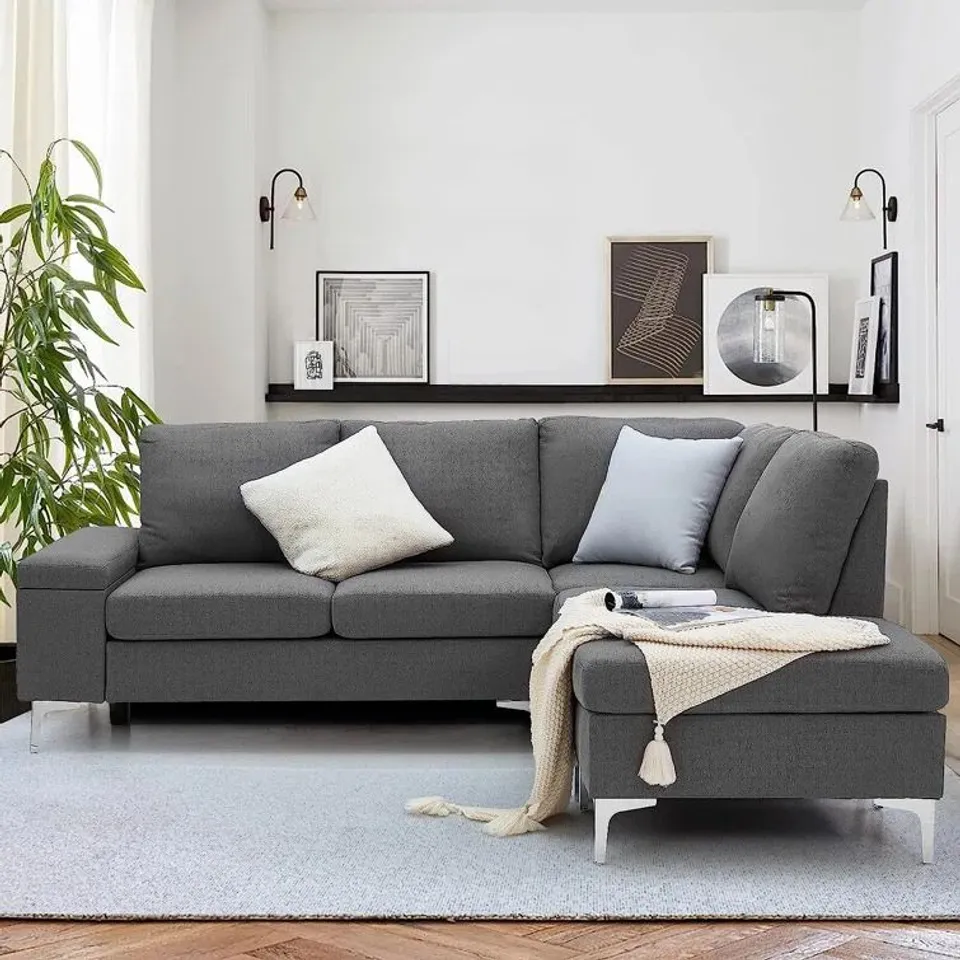 BOXED ALTEUS 2 PIECE UPHOLSTERED CORNER SOFA - GREY (4 BOXES)