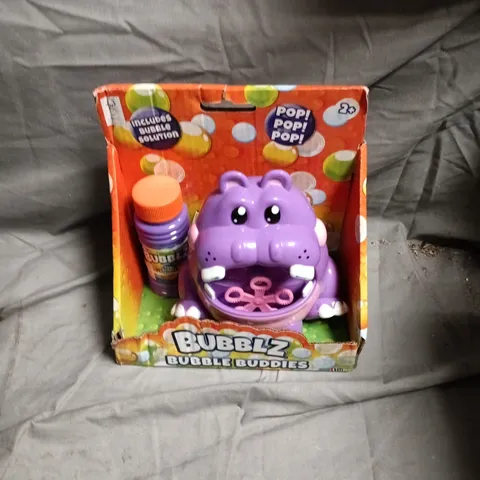 BUBBLE BUDDIES BUBBLEZ HIPPO TOY WITH BUBBLE SOLUTION – PURPLE (BOXED)