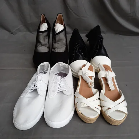 BOX OF APPROX 10 PAIRS OF ASSORTED WOMENS SHOES IN VARIOUS COLOURS, STYLES AND SIZES