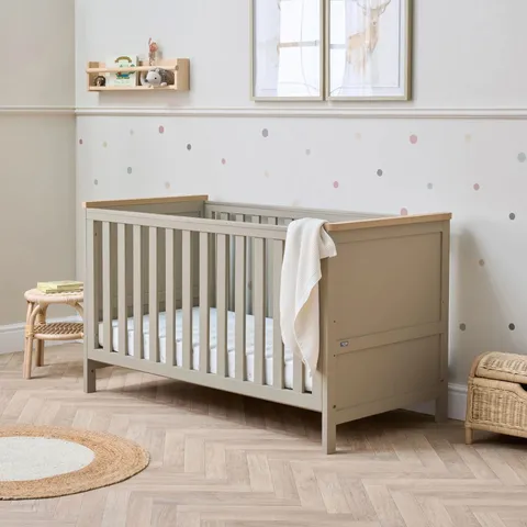 BOXED MISHA COT BED - MUSHROOM AND GARDEN OAK FINISH 