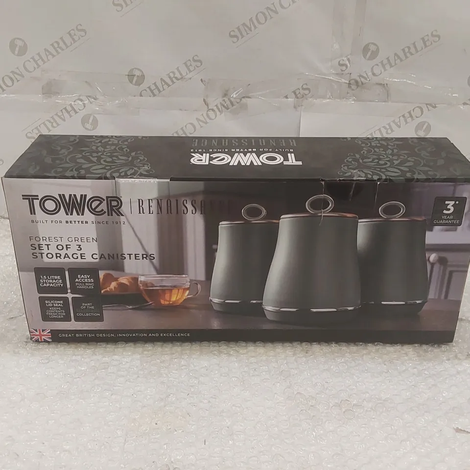 BOXED TOWER RENAISSANCE SET OF 3 STORAGE CANISTERS 