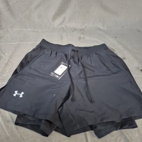 UNDER ARMOUR MEN'S UA LAUNCH 5IN 2-IN-1 SHORTS – NAVY SIZE M 