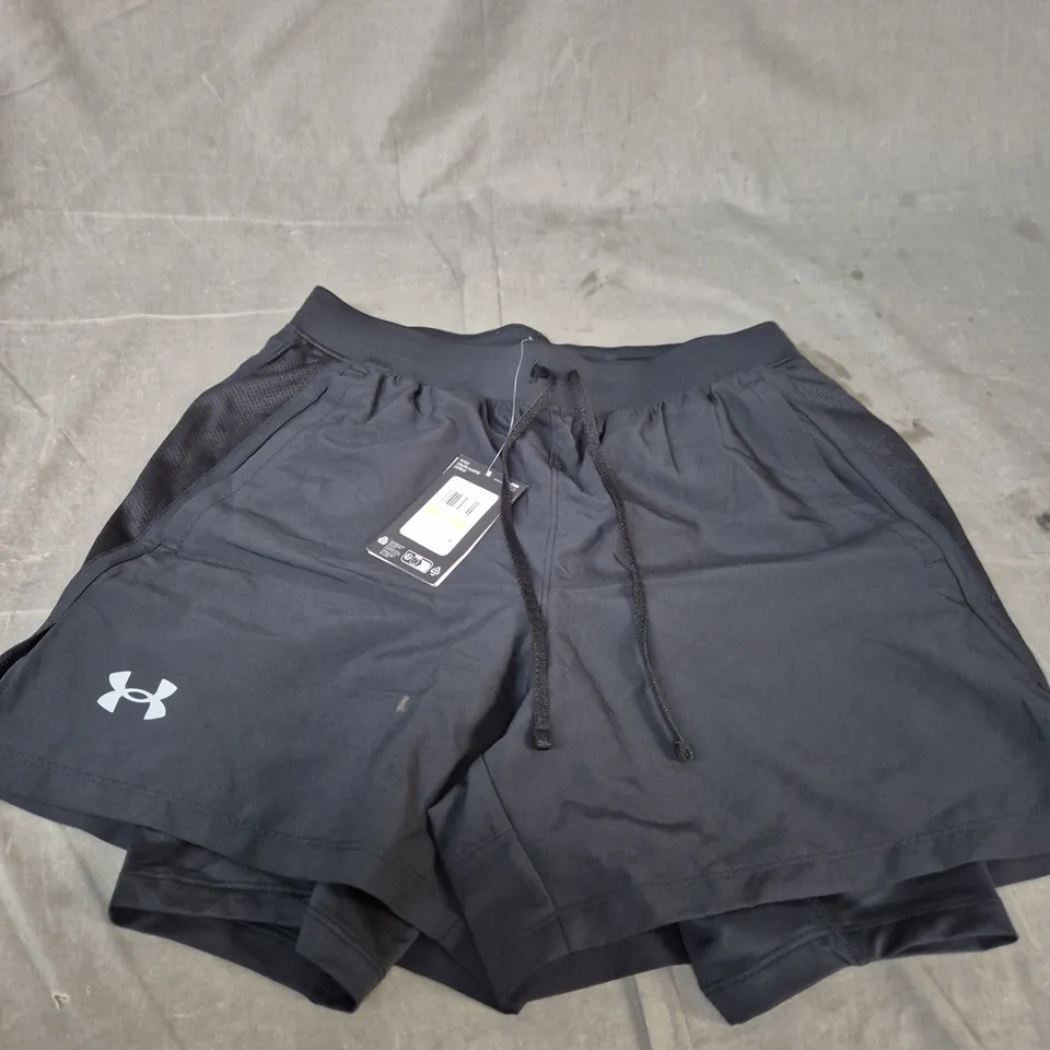 UNDER ARMOUR MEN'S UA LAUNCH 5IN 2-IN-1 SHORTS – NAVY SIZE M