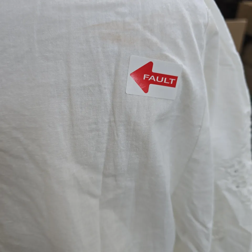 LINEA TESINI WHITE EMBROIDERED BLOUSE, UK 12 (EU 38), 