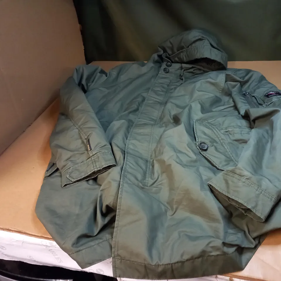 SUPERDRY KHAKI GREEN HOODED JACKET - 3XL