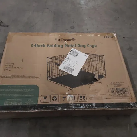BOXED FURDREAMS 24" FOLDING METAL DOG CAGE