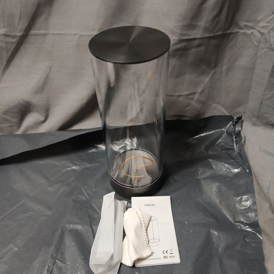 MAGI LAMP BEDSIDE TABLE LAMP – GLASS CYLINDER, BLACK BASE