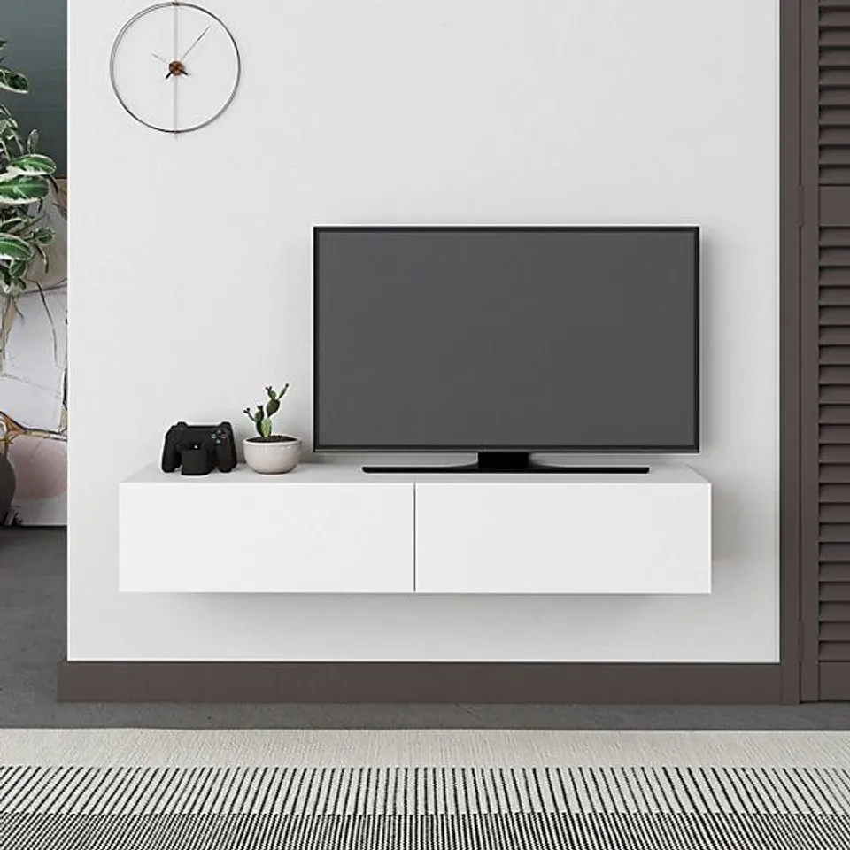 BOXED FRANCY MODERN TV UNIT WALL MOUNTED 135 - WHITE (1 BOX)