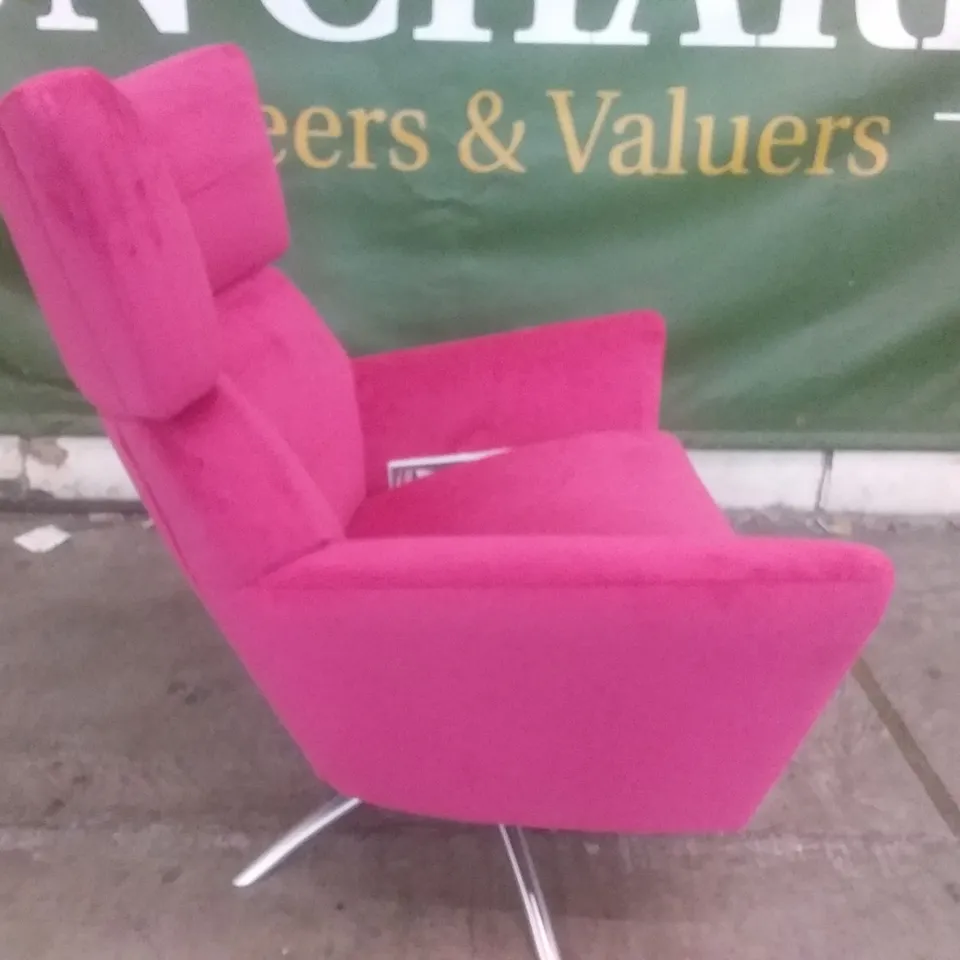 DESIGNER LOUNGE CO SWIVEL HOT PINK FABRIC ARMCHAIR 