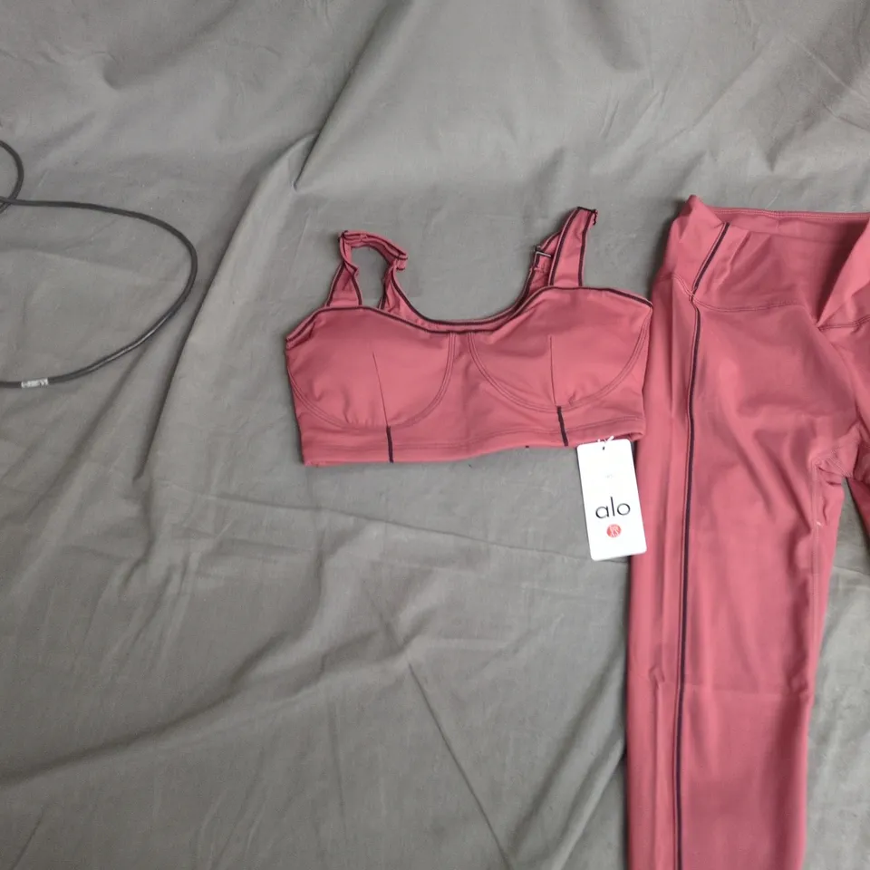 ALO YOGA WOMEN'S PINK SPORTS BRA & LEGGINGS SET – SIZE XS