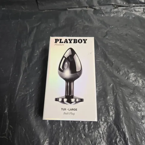 PLAYBOY PLEASURE TUX LARGE BUTT PLUG – BOXED, METALLIC BLACK