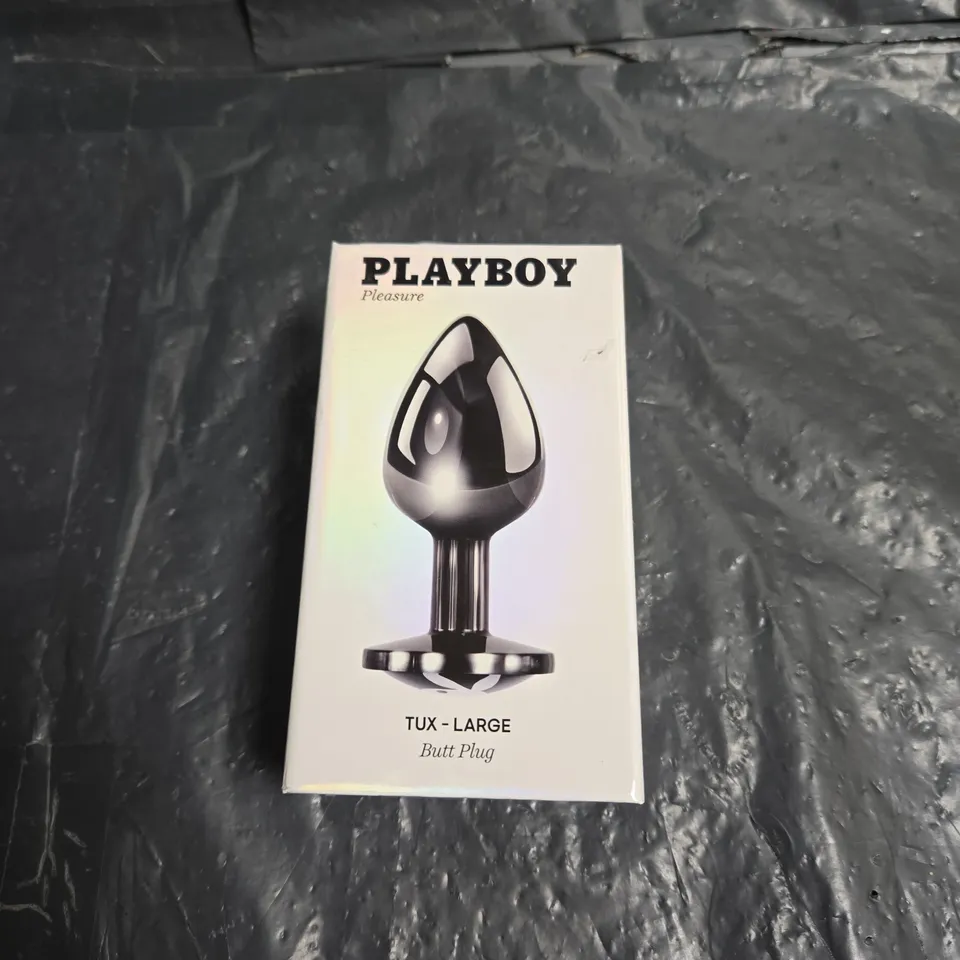 PLAYBOY PLEASURE TUX LARGE BUTT PLUG – BOXED, METALLIC BLACK