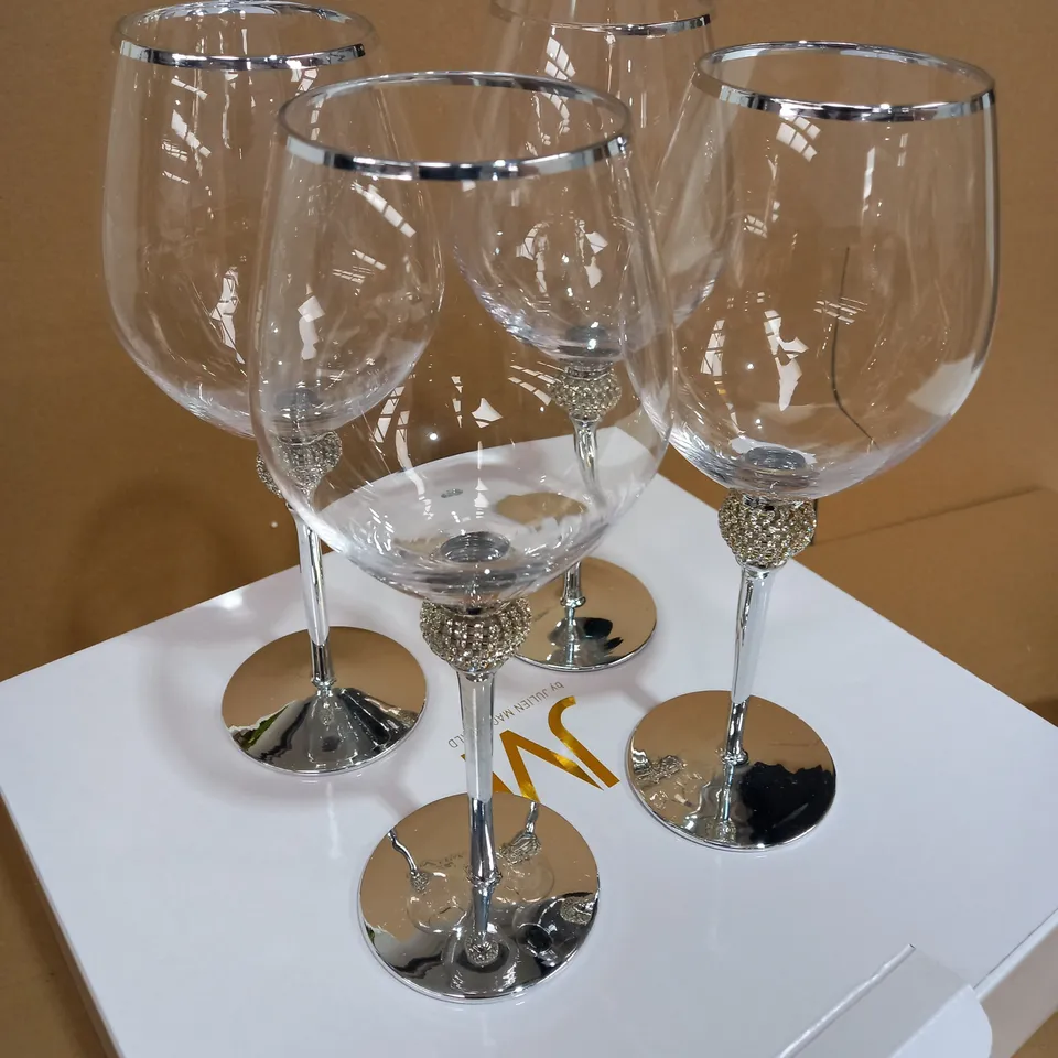 JULIEN MACDONALD CRYSTAL DETAIL SET OF 4 WINE GLASSES