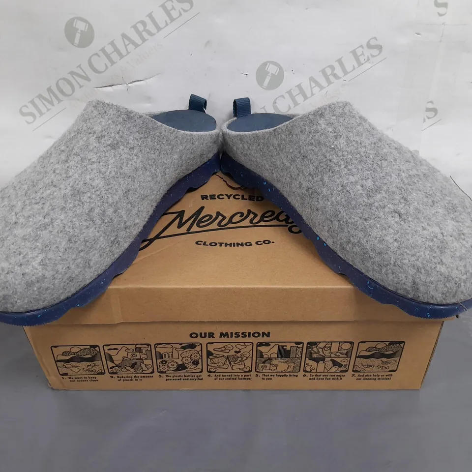BOXED PAIR OF MERCREDY SLIPPERS IN GREY EU SIZE 38