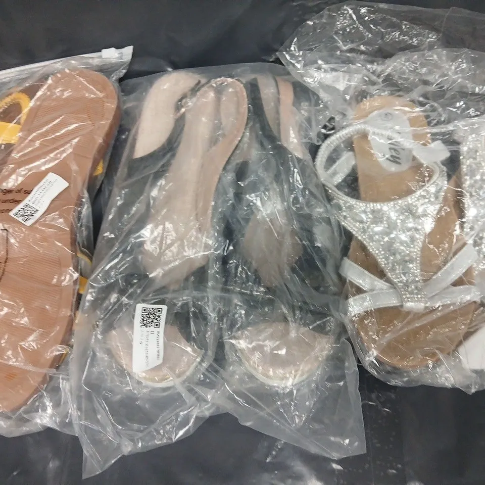 BOX OF APPROXIMATELY 15 ASSORTED PAIRS OF SHOES AND FOOTWEAR ITEMS IN VARIOUS COLOURS, STYLES, AND SIZES - COLLECTION ONLY
