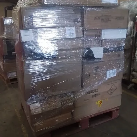 PALLET OF ASSORTED FLATPACKED PRODUCTS AND ITEMS TO INCLUDE;WATER CHANNEL,STEP TESTS,HAMMOCK CHAIR STAND,TRASH CAN