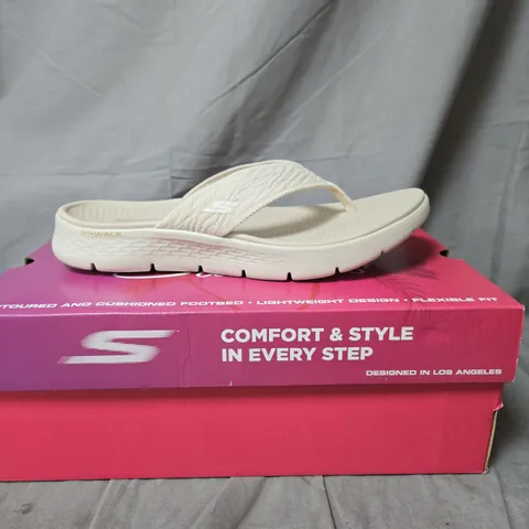 SKECHERS GO WALK WOMEN’S FLIP-FLOP SANDALS – BEIGE, SIZE 7