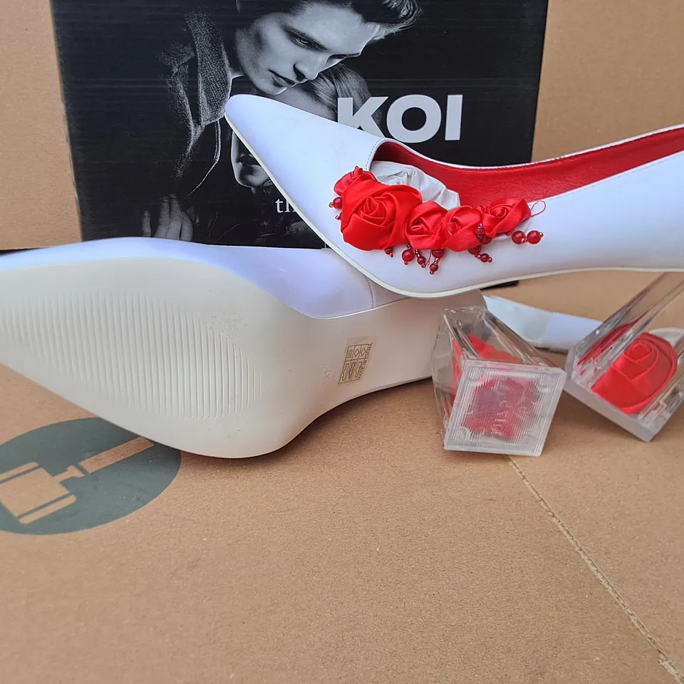 BRAND NEW BOXED KOI TWIGHLIGHT BELLA,S NIGHTMARE ROSE HEELS IN PEARL - UK 7