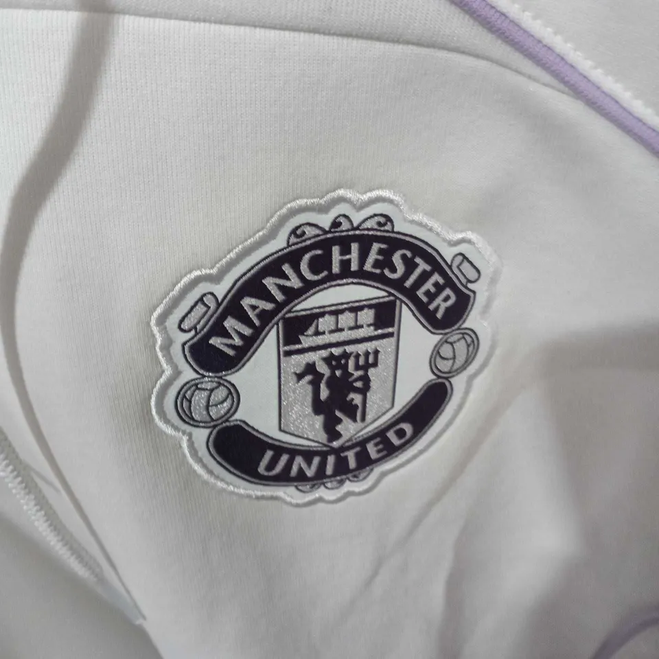 ADIDAS MANCHESTER UNITED HOODIE – WHITE, UK XL (OFFICIAL LICENSED PRODUCT)