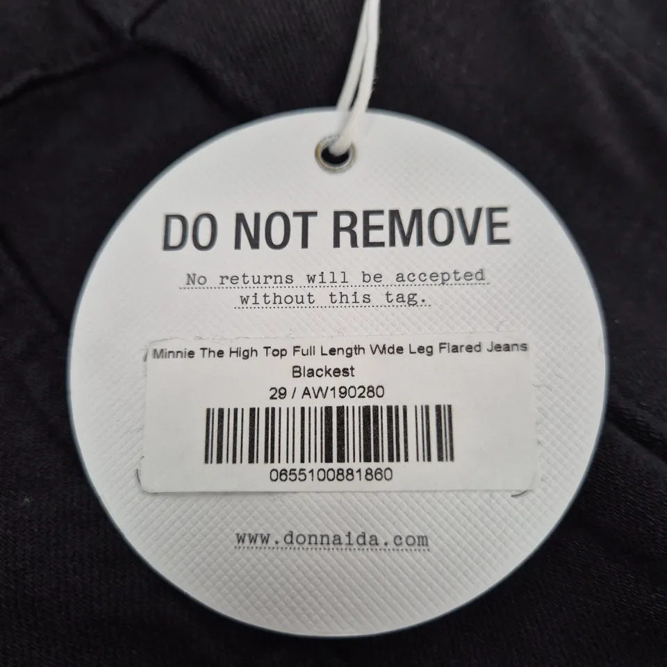 DONNA IDA THE HIGH TOP FULL LENGTH WIDE-LEG FLARED JEANS – BLACK (US 29)