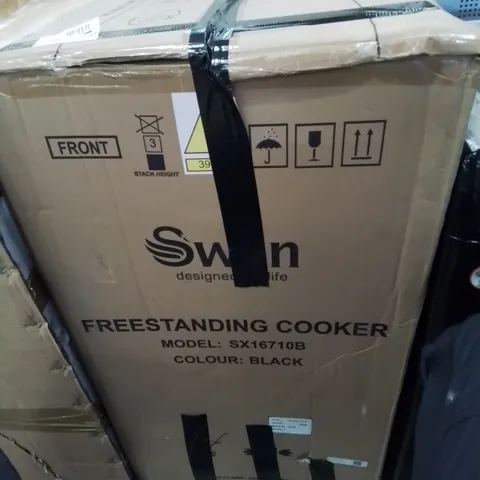 BOXED SWAN SX16710B 50CM WIDE ELECTRIC SOLID BLACK COOKER -