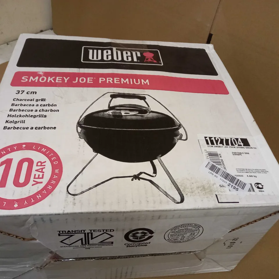 WEBER SMOKEY JOE PREMIUM CHARCOAL BBQ, GRILL, SPRING GREEN 37CM