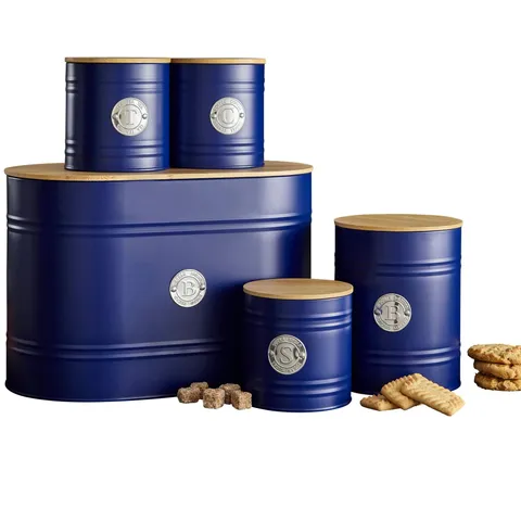 BOXED NEO SCANDIAVIAN 5 PIECE KITCHEN CANNISTER SET- NAVY (1 BOX)