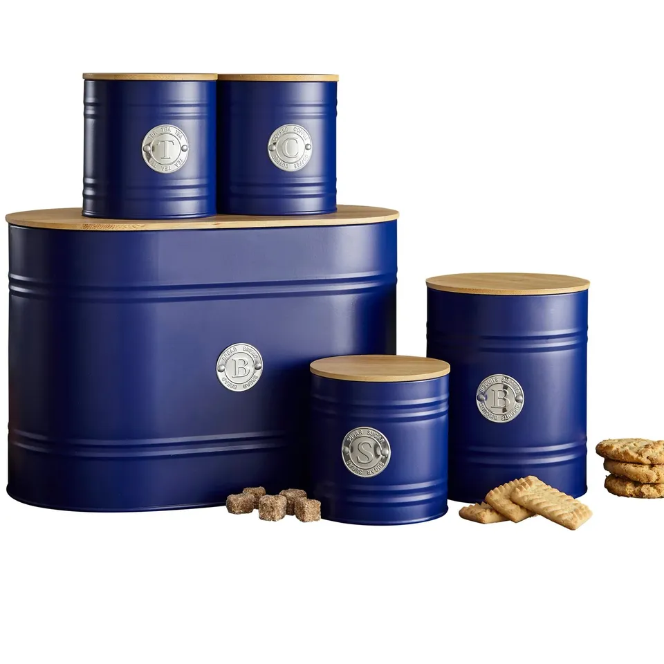BOXED NEO SCANDIAVIAN 5 PIECE KITCHEN CANNISTER SET- NAVY (1 BOX)