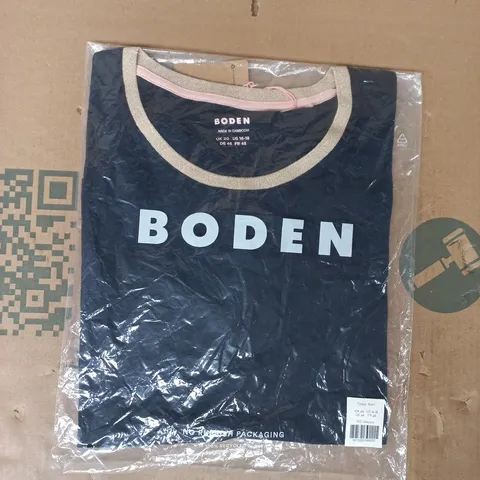 BAGGED BODEN METALLIC TRIM T-SHIRT IN NAVY SIZE UK 20