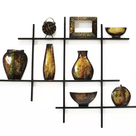 BOXED SHELF SCENE METAL WALL DECOR