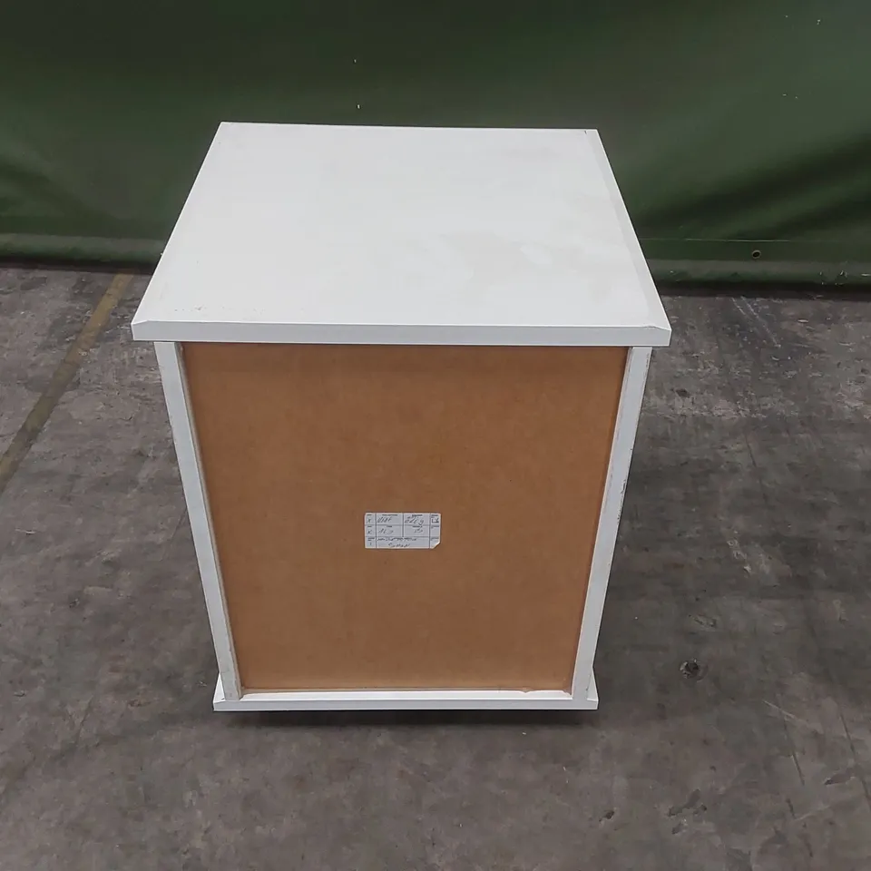 DESIGNER 2 DRAWER WOODEN BEDSIDE TABLE ON WHEELS