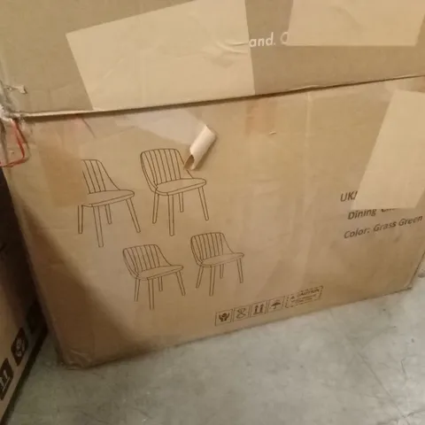 BOXED SET OF 4 DESIGNER DINING CHAIRS - GREEN (1 BOX)