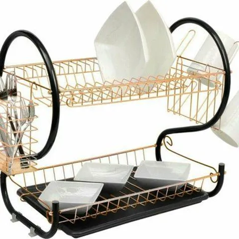 BOXED NEO  BLACK 2 TIER CHROME PLATE DISH DRAINER (1 BOX)