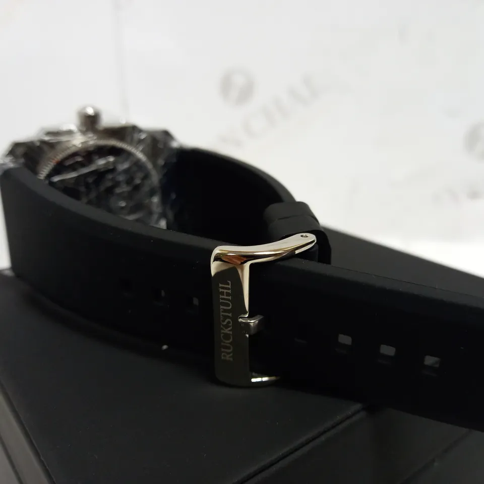 RUCKSTUHL OCTAGONAL FACE RUBBER STRAP WATCH