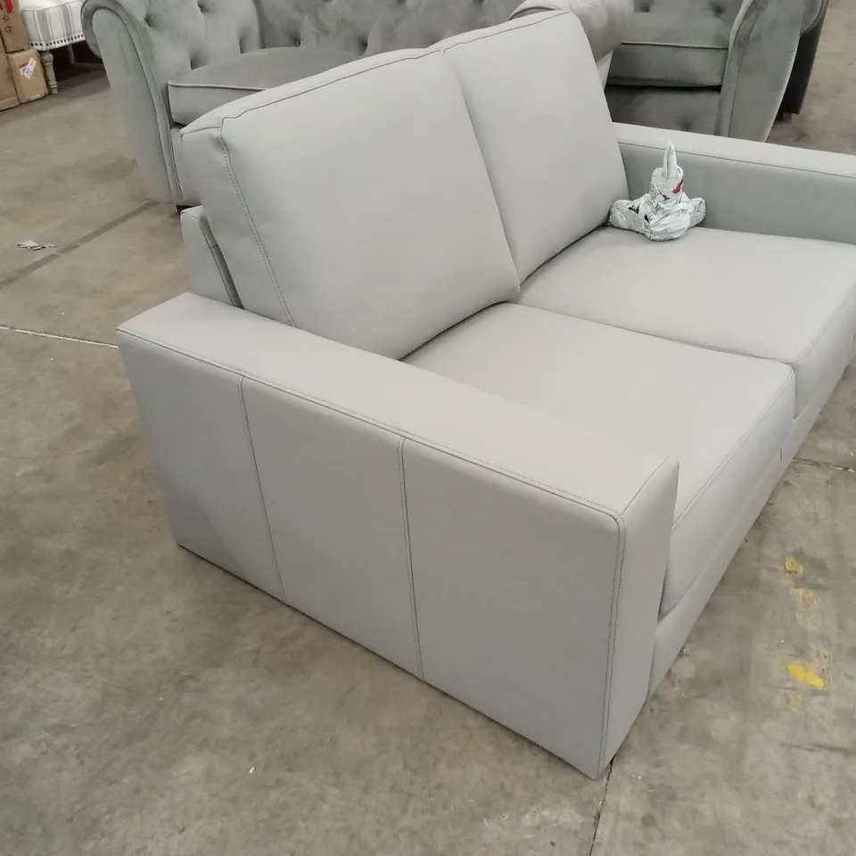 BALTIMORE 2 SEATER SOFA, LIGHT GREY PREMIUM FAUX LEATHER