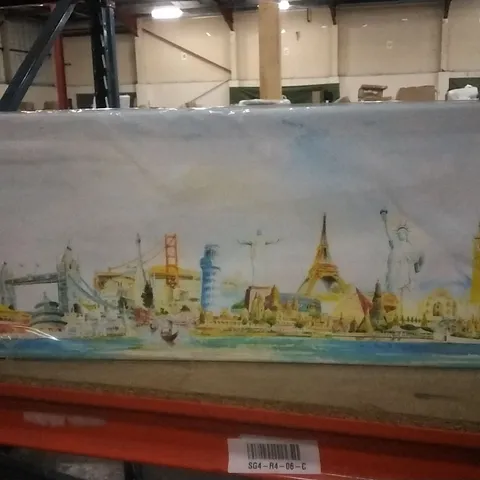 BOXED FAMOUS WOR,D LANDMARKS TRAVEL , PANORAMA CANVAS WALL