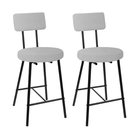 BOXED GARVEE MODERN UPHOLSTERED BAR STOOLS SET OF 2 COUNTER HEIGHT BARSTOOLS - GREY