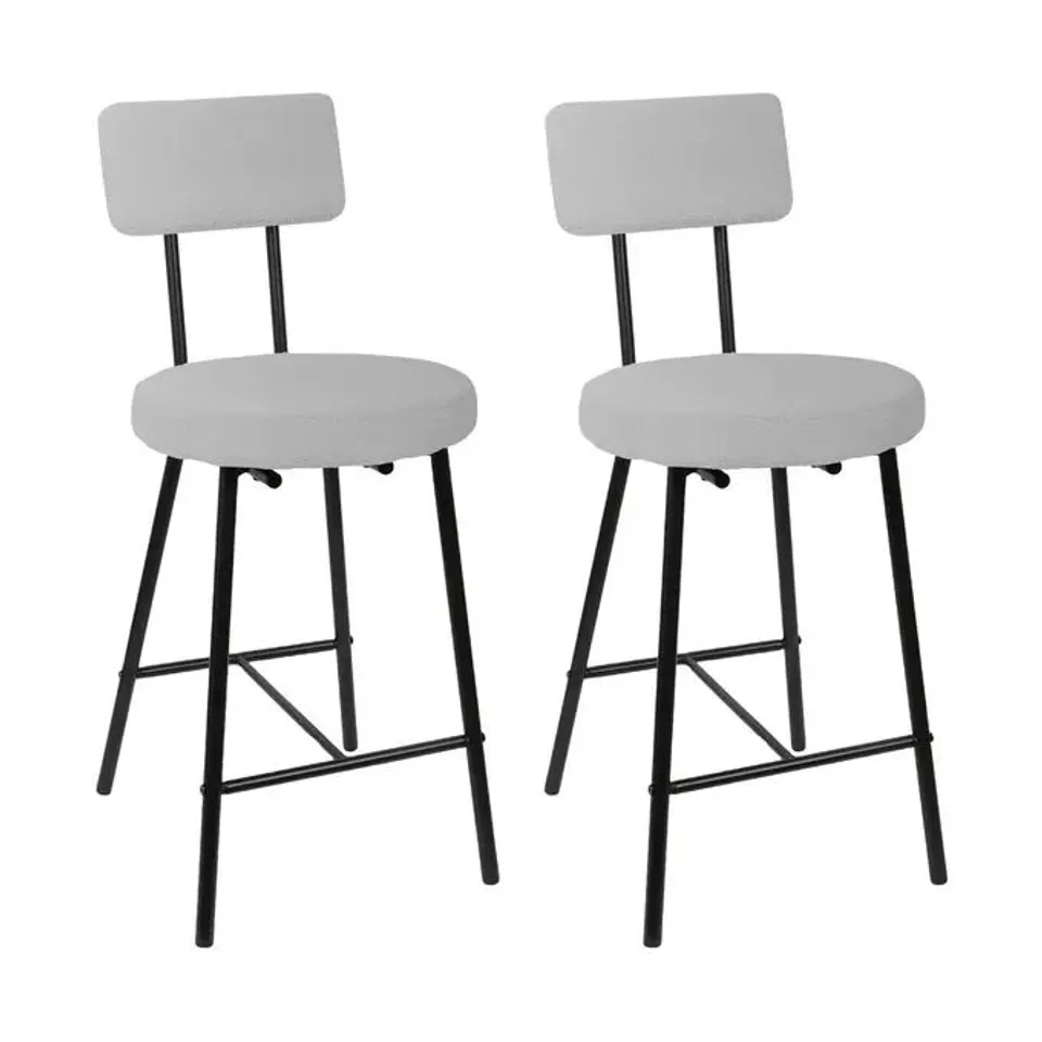BOXED GARVEE MODERN UPHOLSTERED BAR STOOLS SET OF 2 COUNTER HEIGHT BARSTOOLS - GREY