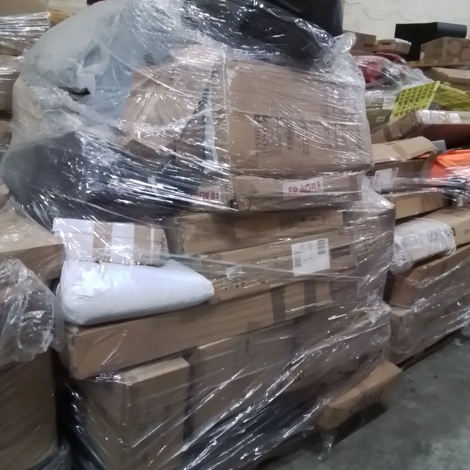 PALLET OF ASSORTED HOUSEHOLD GOODS AND PRODUCTS TO INCLUDE;ROTATION RICE BUCKET,CEILING LAMP,POWER TOOL