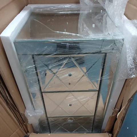 DESIGNER GLASS SIDE TABLE WITH DRAWERS - COLLECTION ONLY